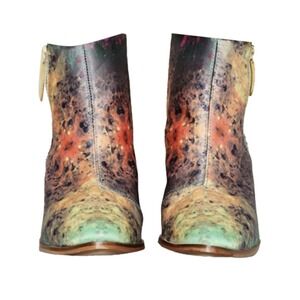 Val Tex Ankle Boots Galaxy Print Leather Heel‎ Booties EU 37